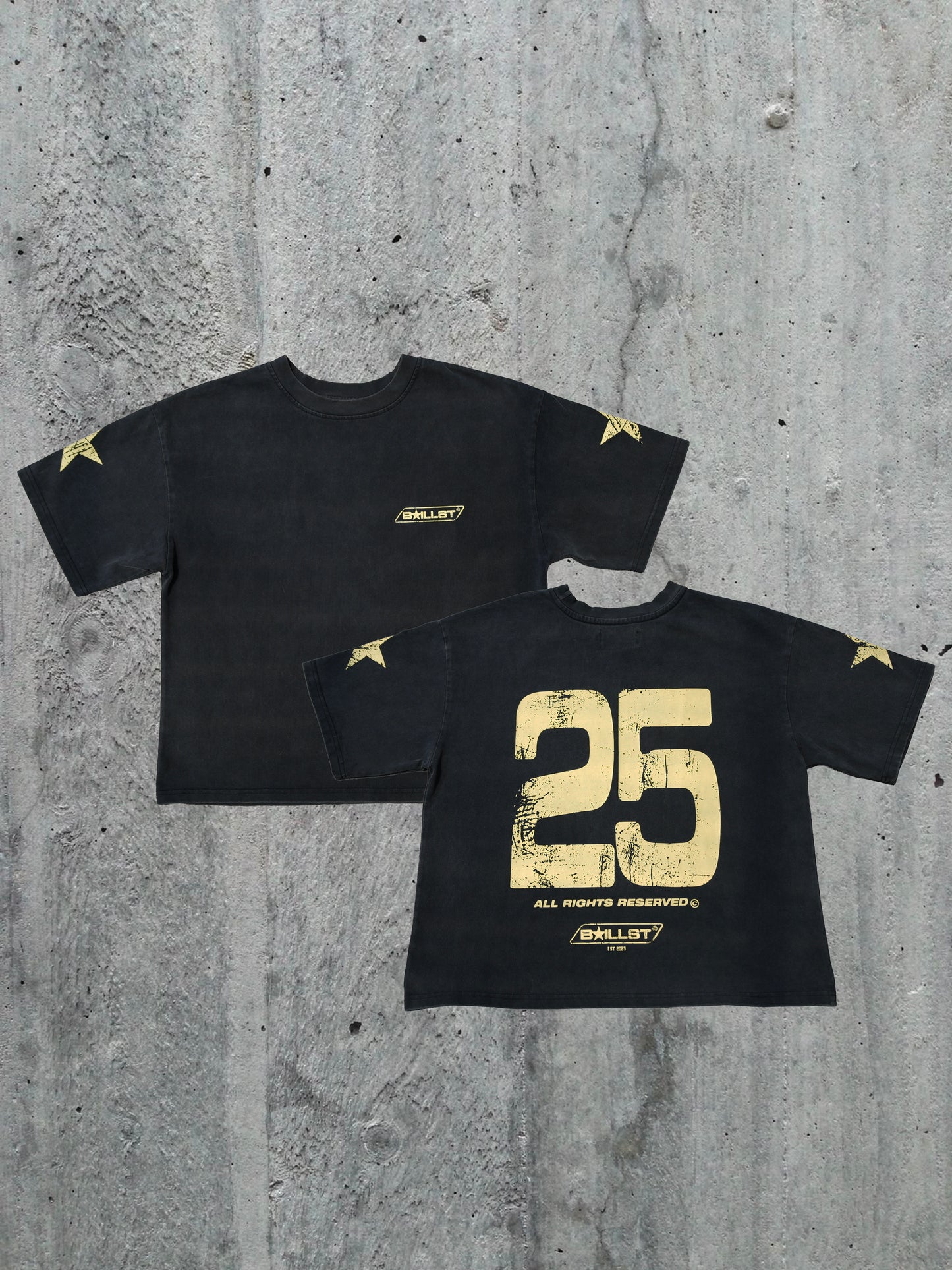 VINTAGE YELLOW PRINT BOX T-SHIRT